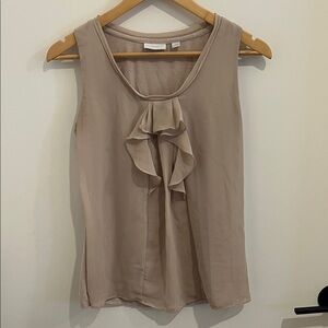 New York & Company Beige Ruffle Blouse